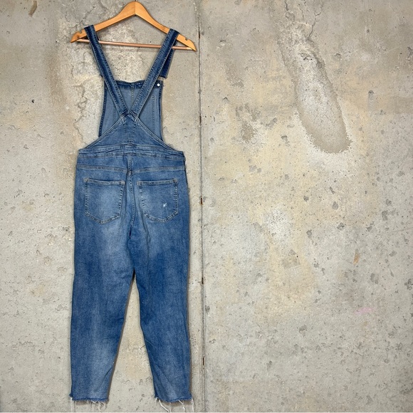 Divided distressed blue denim skinny straight leg overalls medium 10 - Picture 4 of 7